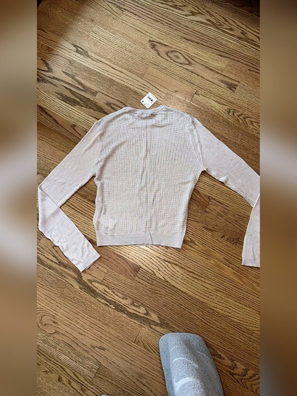 NWT Free People Found Moon Pointelle Pullover Sweater Lilac Silver L